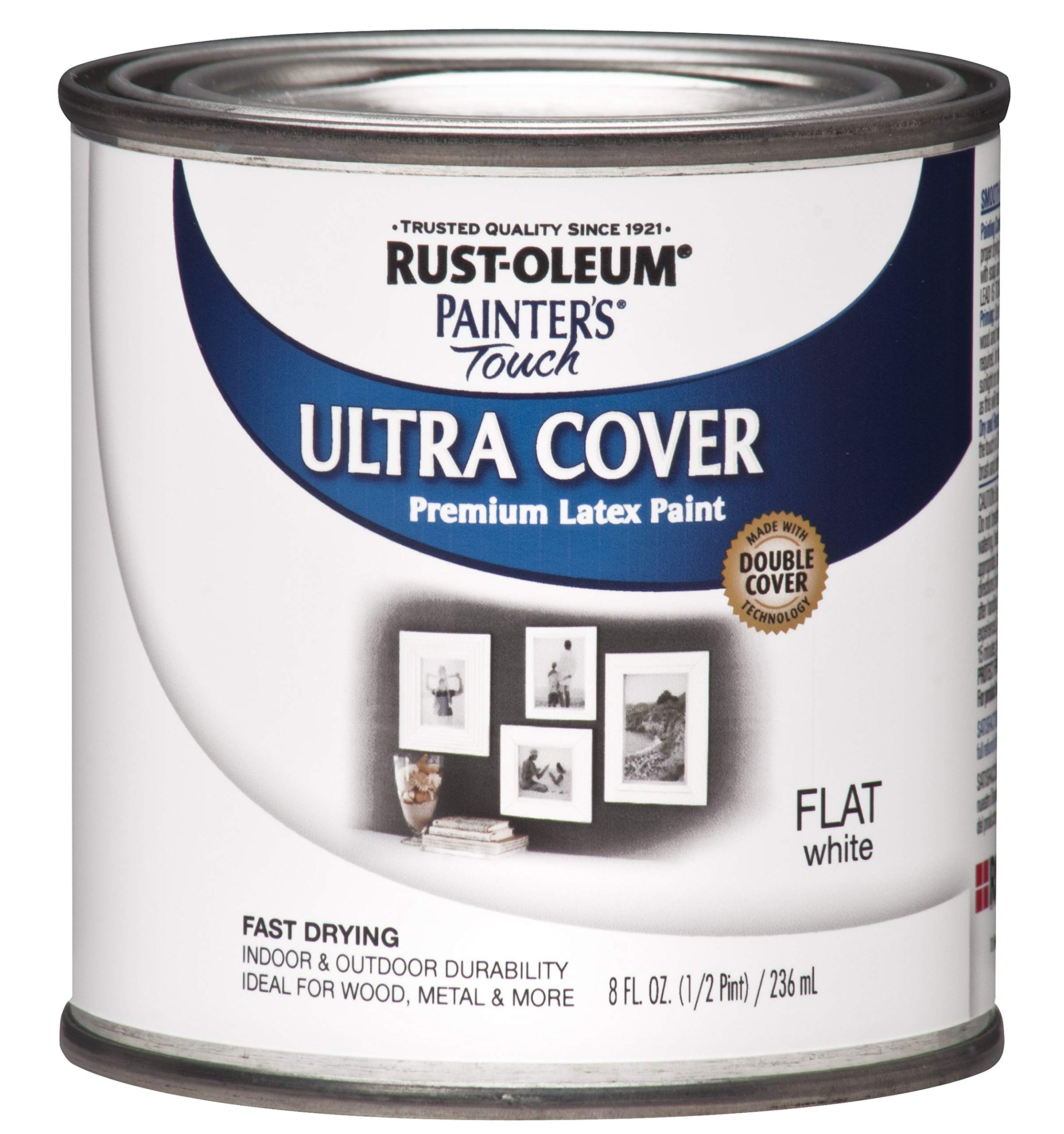 Rust-Oleum 1990730-6PK Painter’s Touch Latex Paint, Half Pint, Flat White, 8 Fl Oz (Pack of 6)