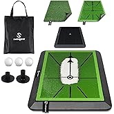 Golf Hitting Mat & Divot Board - Premium Practice mat - Swing Training aid w/Interchangeable Swing-Path Detection & Turf mat - Instant Feedback to Analyze Your Swing - Gift for Golfers