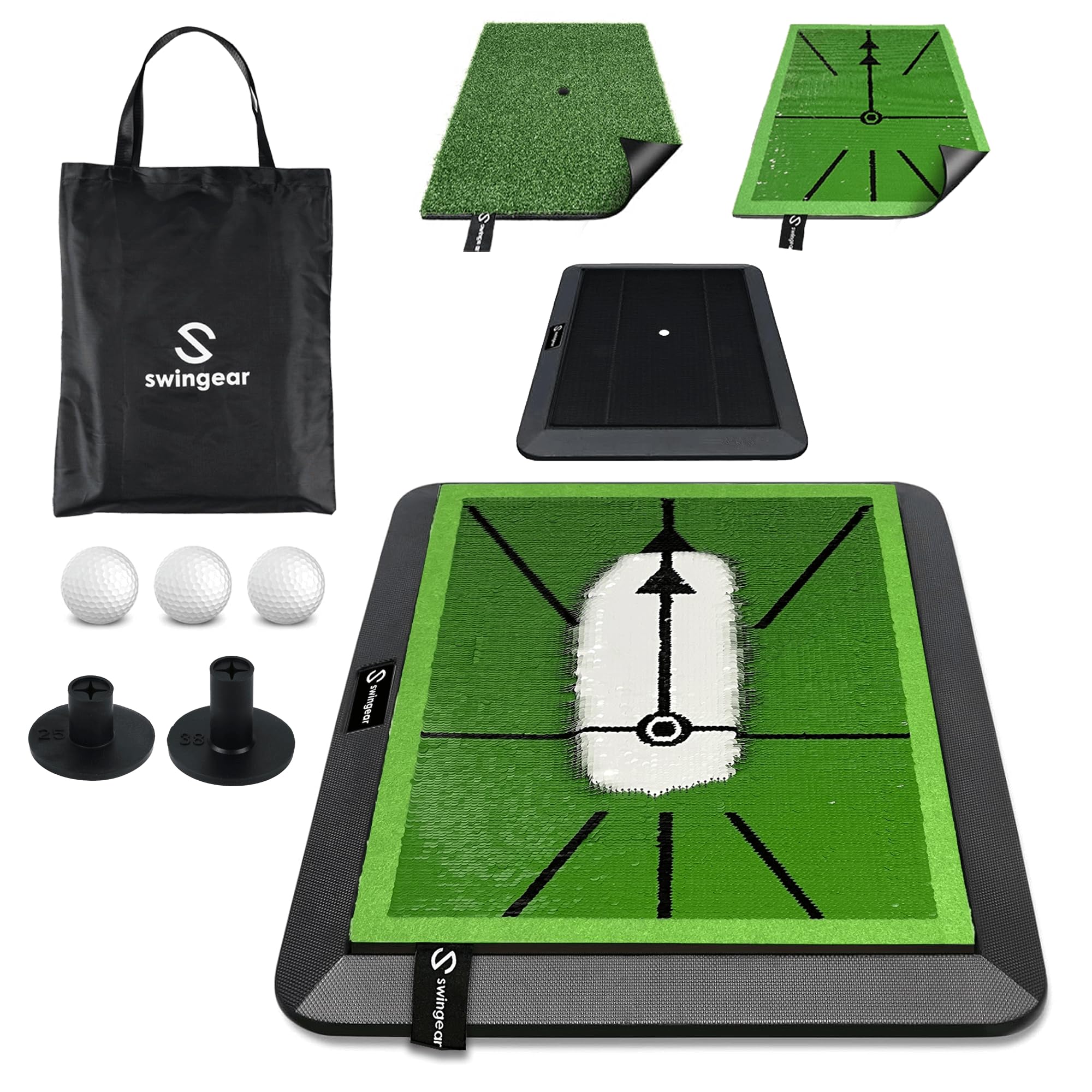 Photo 1 of 2 In 1 Golf ting Mat - Durable Dual Surface Practice mat - Easy to Use Swing Training aid w/Interchangeable Divot Board & Turf mat - Instant Feedback to Analyze Your Swing - Gifts for Golfers