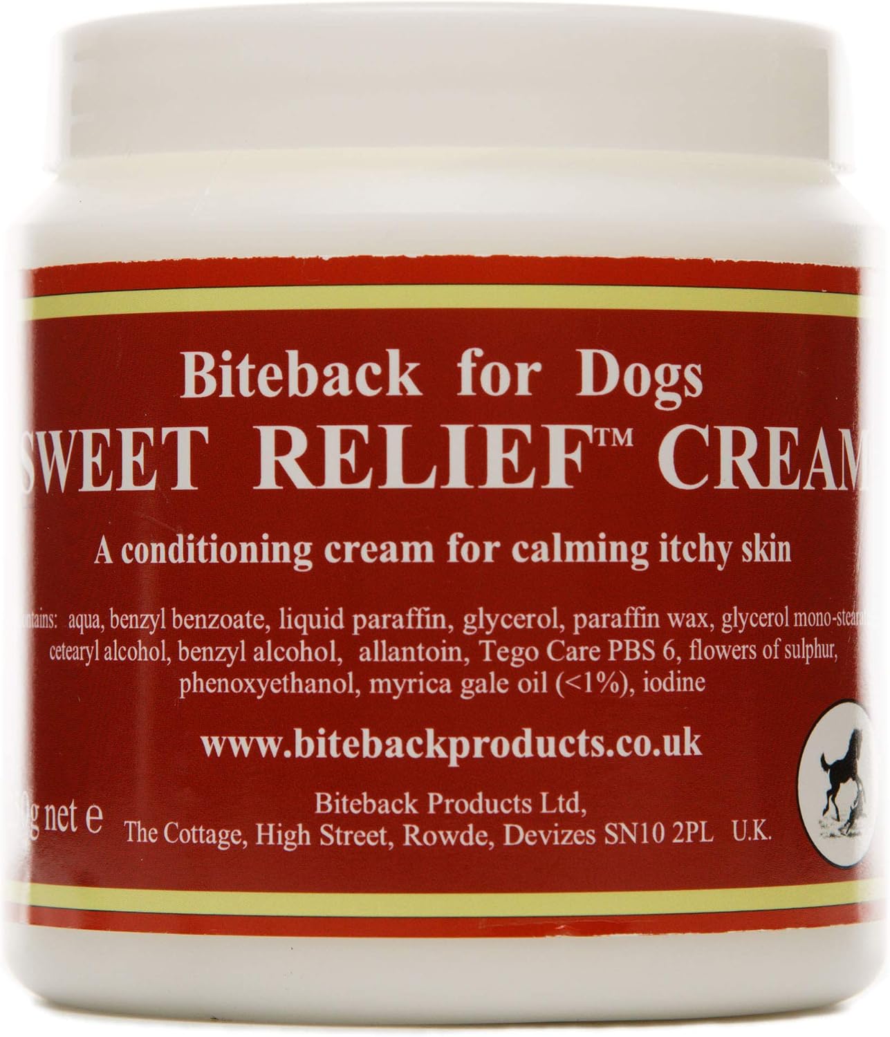 Biteback Products Sweet Relief®, Itchy Dog Cream, Benzyl Benzoate Antiseptic Skin Cream for Dogs Dry Skin, Paw Balm