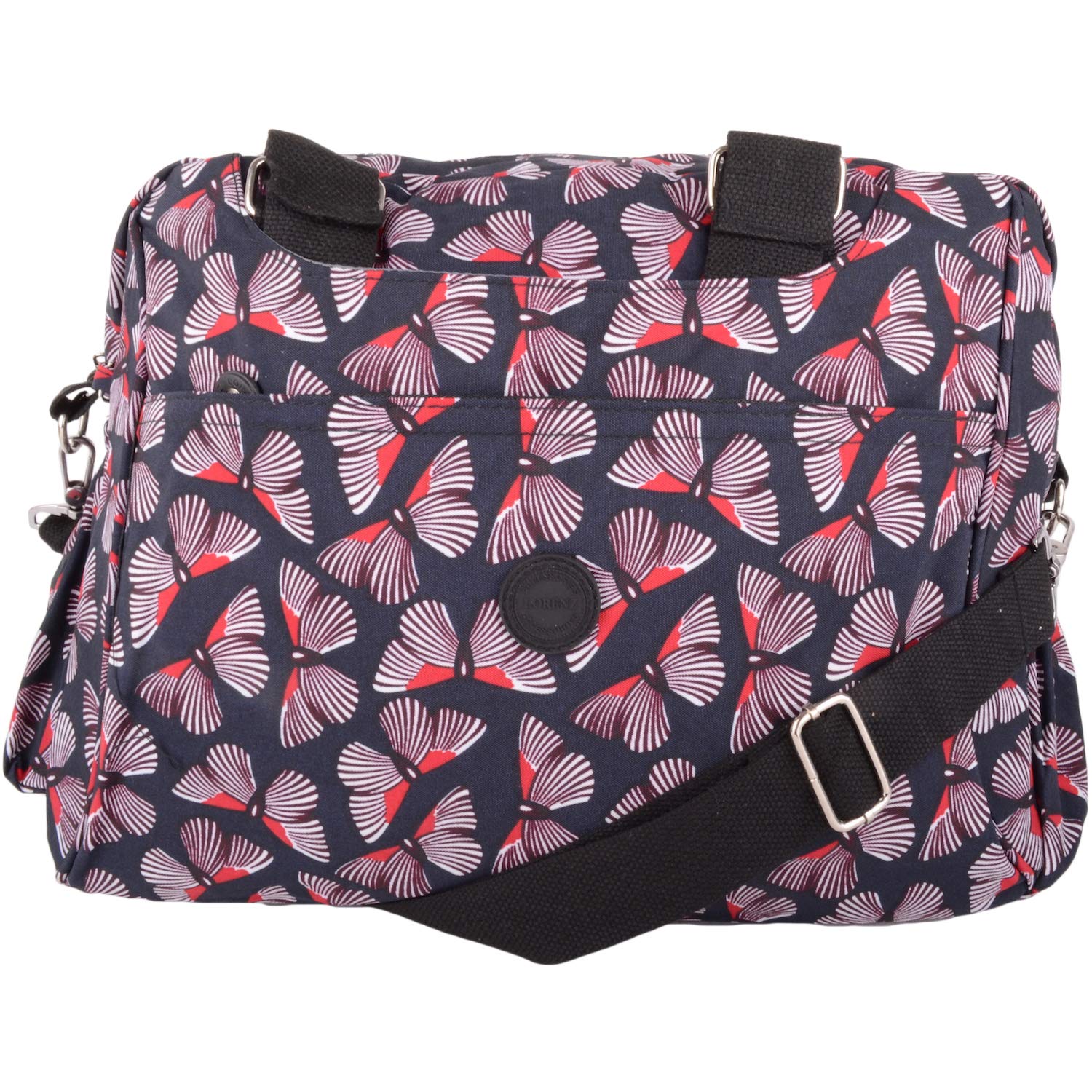 Valita Womens Overnight Travel Holiday Patterned Nylon Holdall with Detachable Strap - Burgundy Butterfly