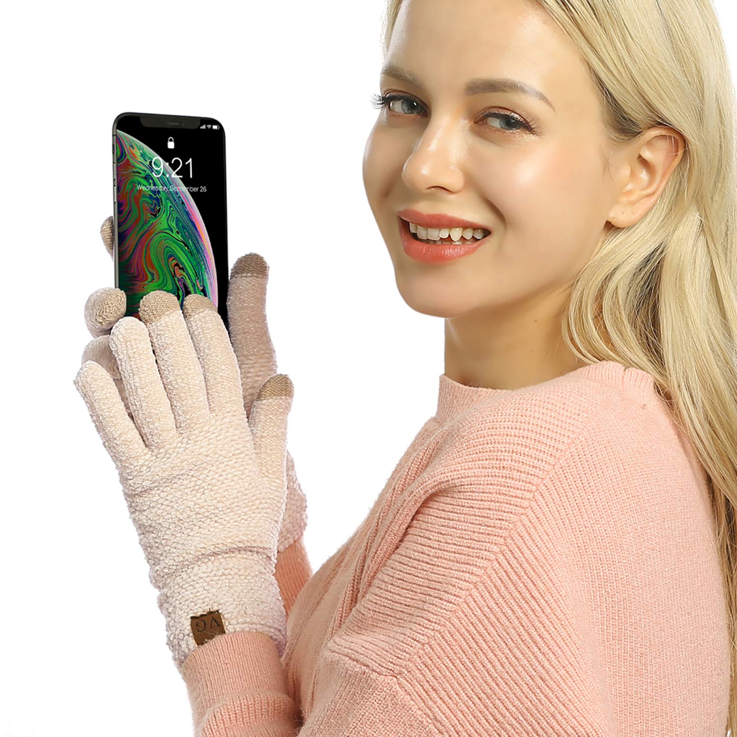 Women's Winter Touch Screen Gloves Chenille Warm Cable Knit Touchscreen