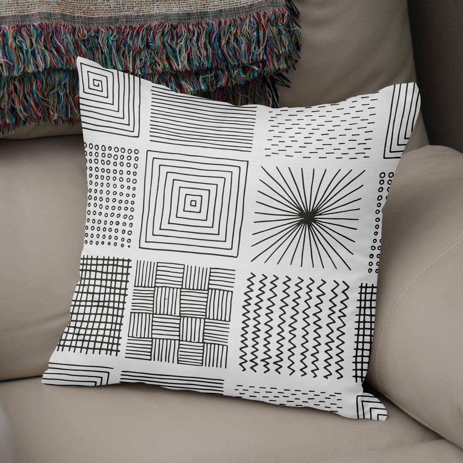 Bonamaison Decorative Cushion Cover Random Pattern, Throw Pillow Covers, Home Decorative Pillowcases for Livingroom, Sofa, Bedroom, Size:43X43 Cm - Designed and Manufactured in Turkey