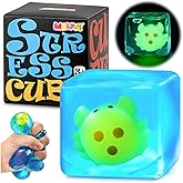 Stress Cube Squishy Fidget Toys Kids Adults - Glow in The Dark Crab Squish Toy Sensory Toys for Kids with Autism Stress Balls for Kids Squeeze Toys for Anxiety Stress Relief Easter Basket Stuffers