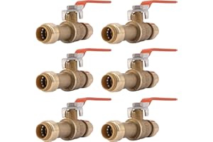 SharkBite 1/2 Inch Slip Ball Valve, Pack of 6, Push to Connect Brass Plumbing Fitting, PEX Pipe, Copper, CPVC, PE-RT, HDPE, 2