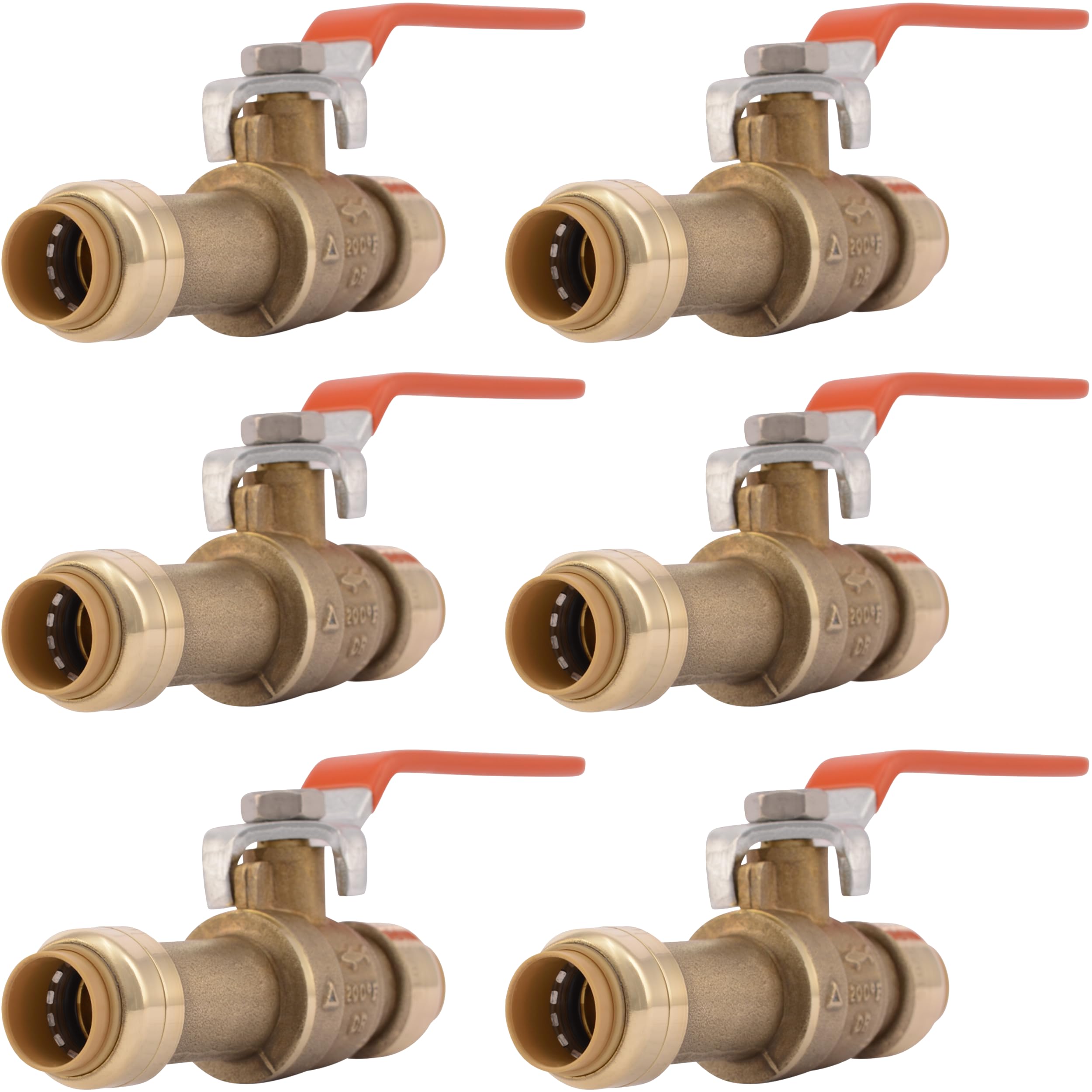 SharkBite 1/2 Inch Slip Ball Valve, Pack of 6, Push to Connect Brass Plumbing Fitting, PEX Pipe, Copper, CPVC, PE-RT, HDPE, 24735LFZ Image