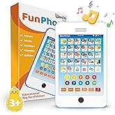 6-in-1 Kids Phone Toy: Educational Toys for Toddlers 1-3, Learning Tablet for 4 Year Old Boys & Girls, Kids Laptop, Tablet for Toddlers - Ideal Educational for 4+ Years (White/Blue)