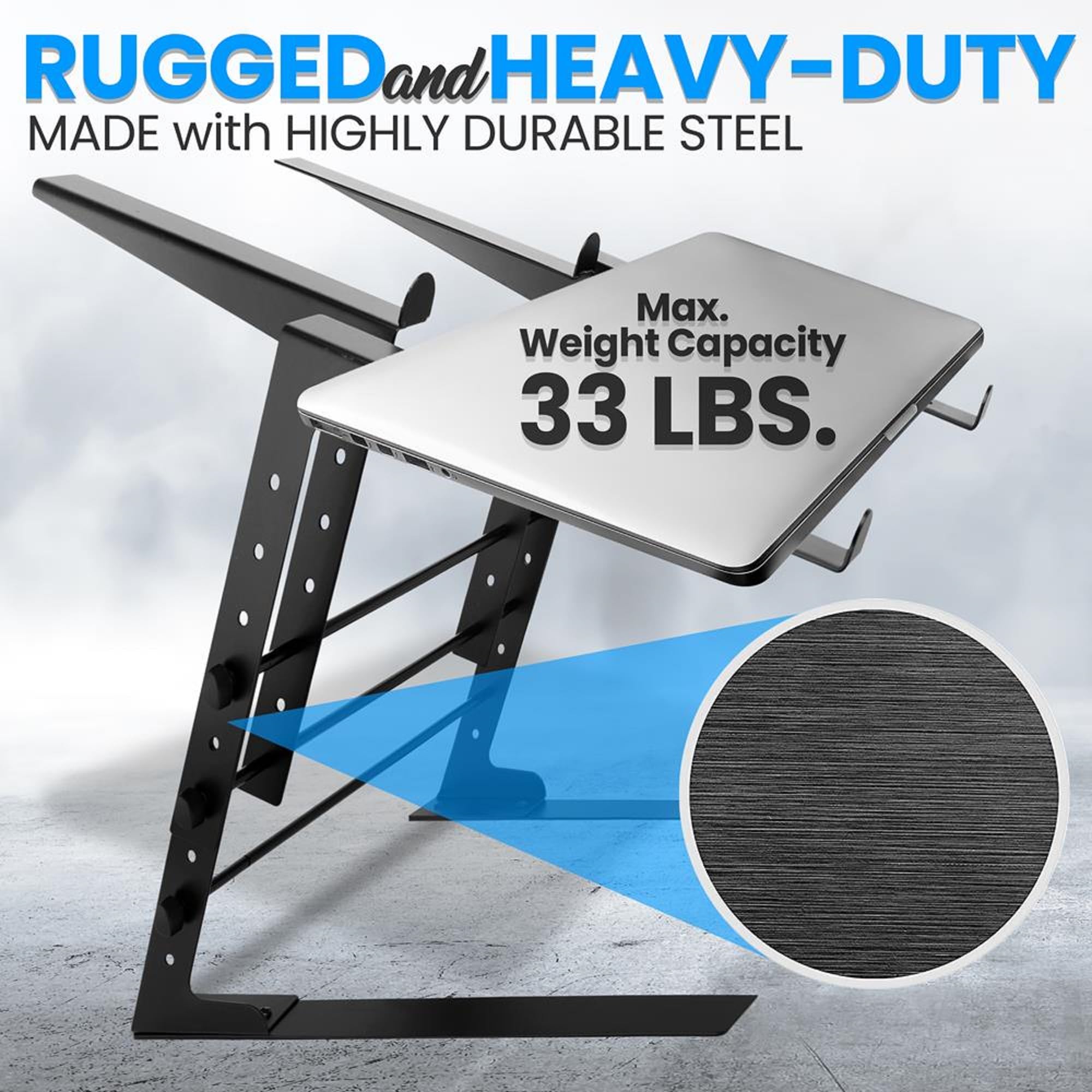 Pyle Portable Dual Laptop Stand - Standing Table with Adjustable Height, Ergonomic Design & Anti-Slip Prongs for DJ Mixer, Sound Equipment, Workstation, Gaming & Home Use - PLPTS38, Black - Image 7