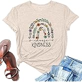 Women's Be Kind Shirt Graphic Tees Short Sleev Loose Fit Tshirts Cute Casual Summer Tops Teacher Shirts Beige L