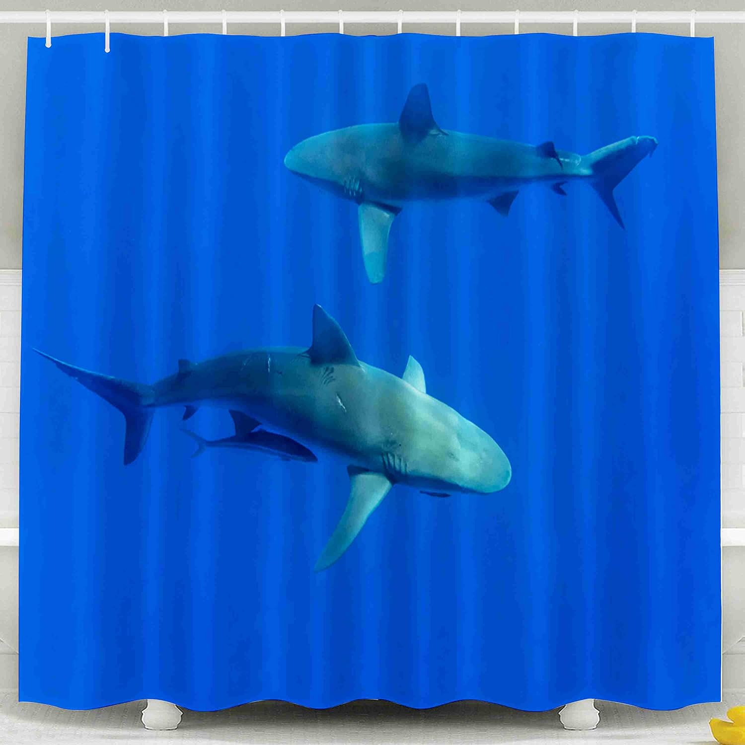 Tooperue Shower Curtain for Bathroom with Hooks Sharks Hawaii Oahu 78×72 Inch,Eco-Friendly,No Oder,Waterproof,Red Orange