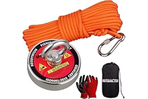 MUTUACTOR Fishing Magnet Kit 400lb Super Strong Neodymium Fishing Magnet Hunting Treasure Under Lake and Water