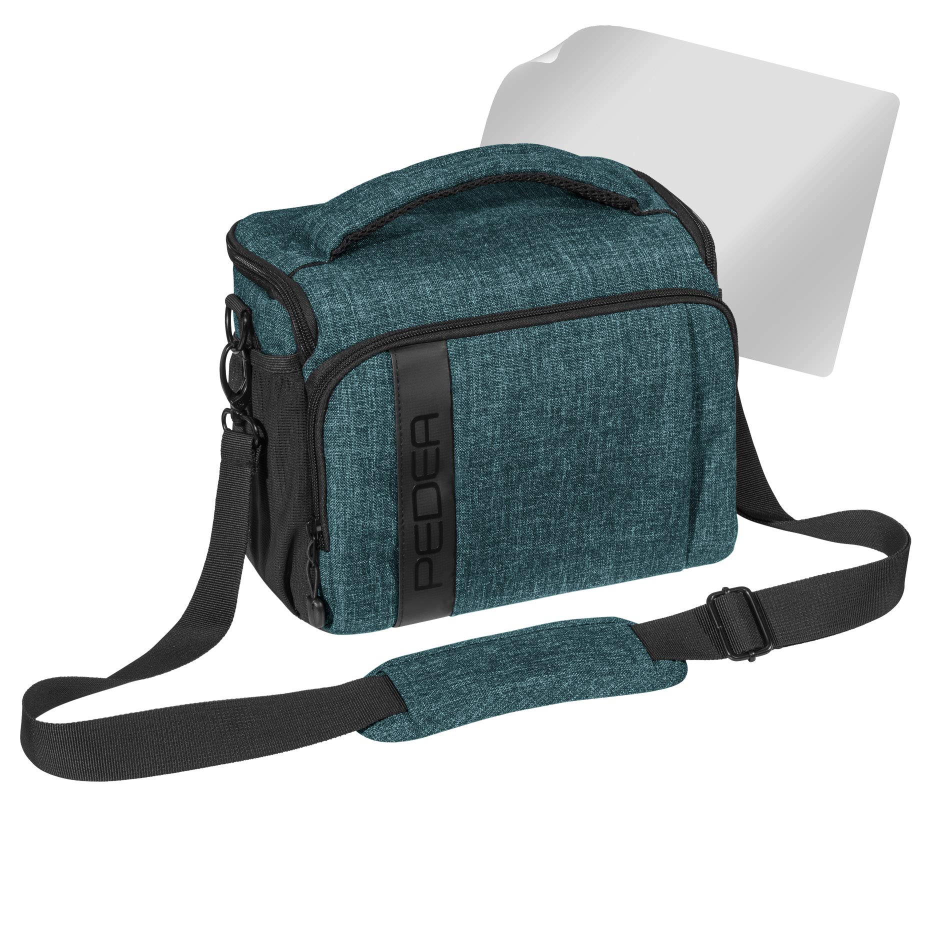 PEDEA XL Blue SLR Camera Case with Screen Protector for Canon EOS 5DS R, M6, M100, 100D, G1X Mark III, SX740, Nikon Z6, D850, Panasonic Lumix DC GH5, GX800 / Sony Alpha 6000, 6500