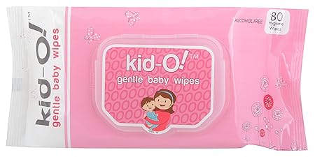 Kido Gentle Baby Paper Wet Wipes, 80 Count (15x20 cm, Pink)