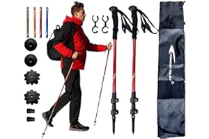 FOREST PILOT Trekking Poles - Lightweight 7075 Aluminum with Flip Lock & All Terrain Accessories - Pair of 2 Walking Sticks for Hiking with EVA or Beech Wood Grip