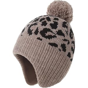 Moon Kitty Baby Girls Earflaps Knit Hats Infant Baby Beanies6-12Months