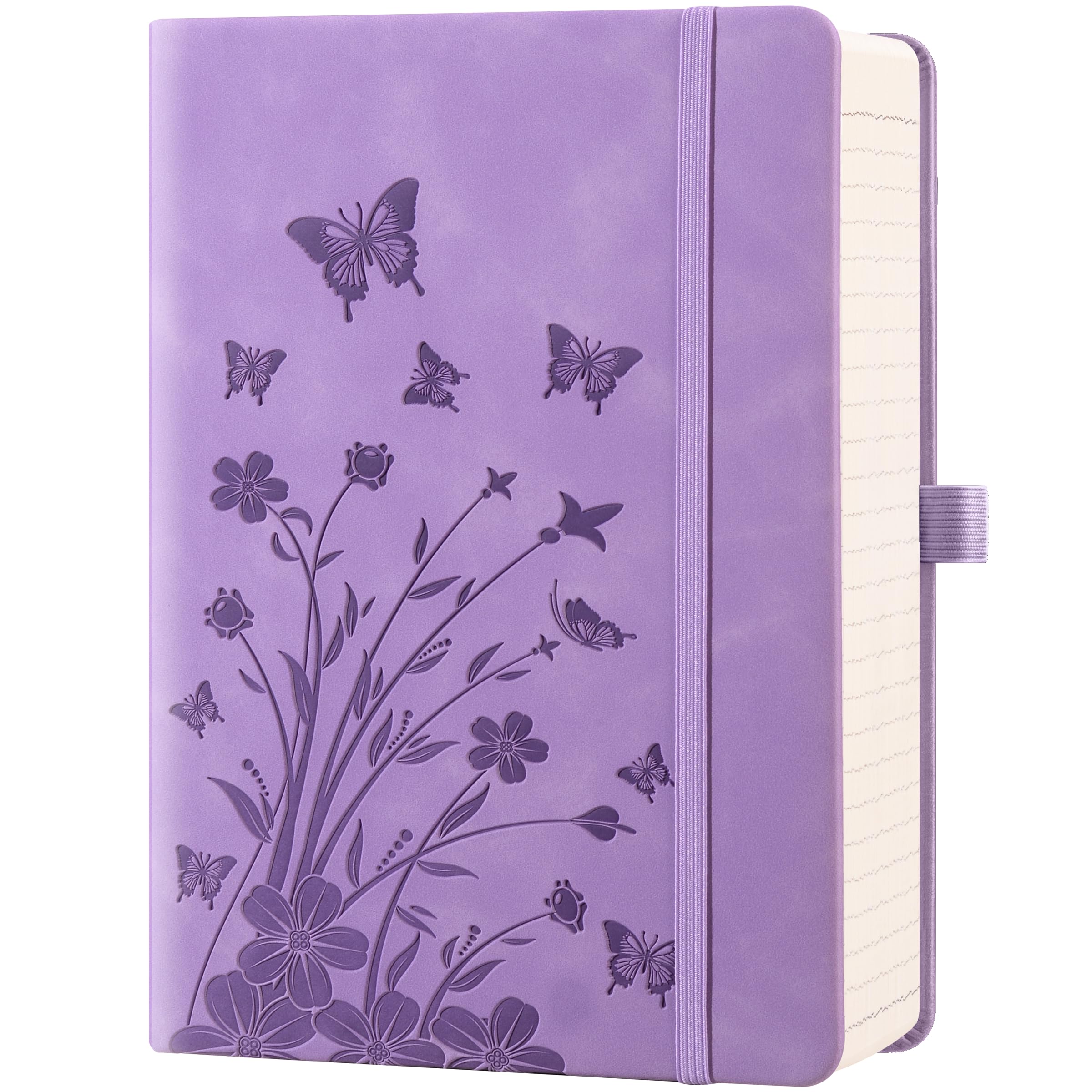 HwxBen Lined Journal Notebook– 365 Pages,Hardcover Leather Journals for Women Writing, B5 7.7'' x 10''College Ruled 100 gsm Paper for Work,Note-Taking,Office,School,Home Supplies,Lavender.