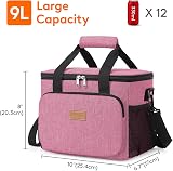Lifewit Lunch Bag 9L Insulated Cooler Pink 12 Can Capacity 600D Oxford view 3