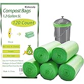 120Counts 1.2Gallon Compost Bags Small,5l compost bags 16x17,Compostable Bags Small,green bin bags,small organic bags,food wa