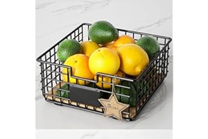 Qcold Wire Storage Baskets for Organizing, Kitchen Storage and Organizer with Removable Cork Liner, Household Counter Organizer Baskets for Pantry, Cabinets, Shelf, Laundry, Bathroom