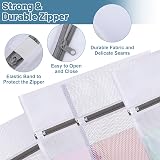 FUYOAL 6Pcs Mesh Laundry Bags with Zippers 50x40cm 40x30cm White M+S view 7