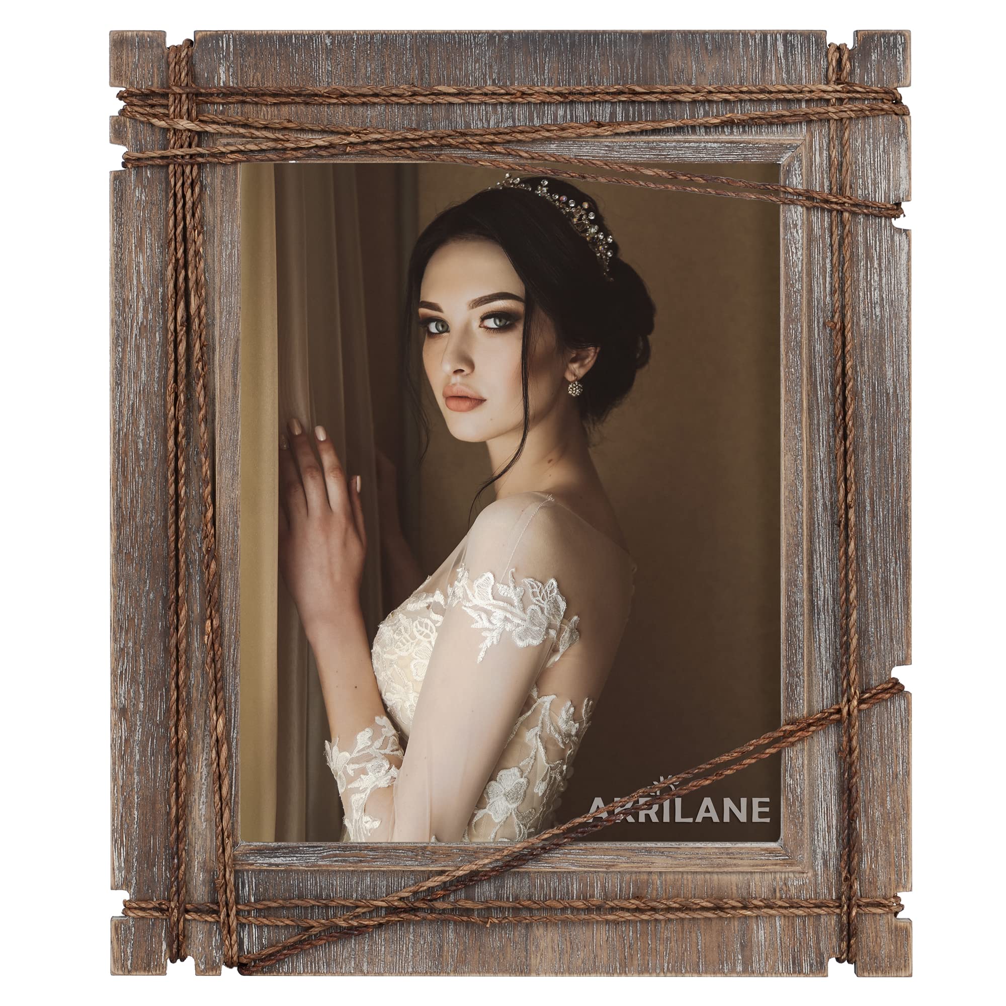 Photo 1 of **DAMAGED ON ONE CORNER**
AKRILANE 8x10 Picture Frame Wood Rustic Decorative Distressed & Vintage Looking Photo Frames for Wall Mount & Table Top Display Home Decor – 8 x 10 Wedding Picture Frames – Style C