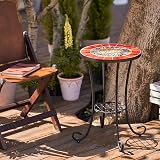 VONLUCE Mosaic Side Table 36cm Ceramic Top Indoor Outdoor Red view 2