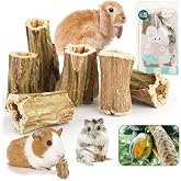 Abizoo Natural Bunny Chew Toys,6 Pcs Organic Papaya Wood Sticks Chew Toys for Rabbit,Hamster,Guinea Pig,Chinchilla,Gerbil,Rat Healthy Chews Teeth Grinding Treats, Squirrel Molar Snack