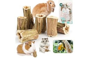 Abizoo Natural Bunny Chew Toys,6 Pcs Organic Papaya Wood Sticks Chew Toys for Rabbit,Hamster,Guinea Pig,Chinchilla,Gerbil,Rat Healthy Chews Teeth Grinding Treats, Squirrel Molar Snack