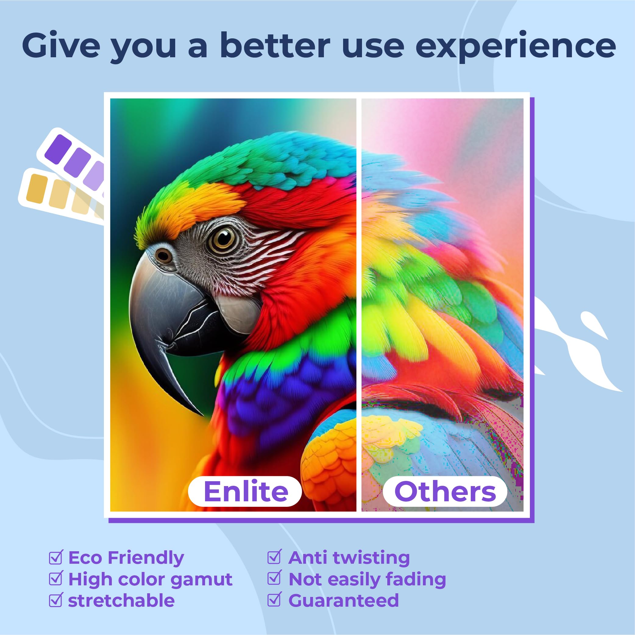 Enlite DTF Ink 250ML Combo Pack, Premium Pigment Ink for PET Film Heat Transfer Printing, Refill for DTF Printer with printhead DX5 DX7 5113 XP600 I3200 4720 TX800, 2W+1B+1C+1M+1Y