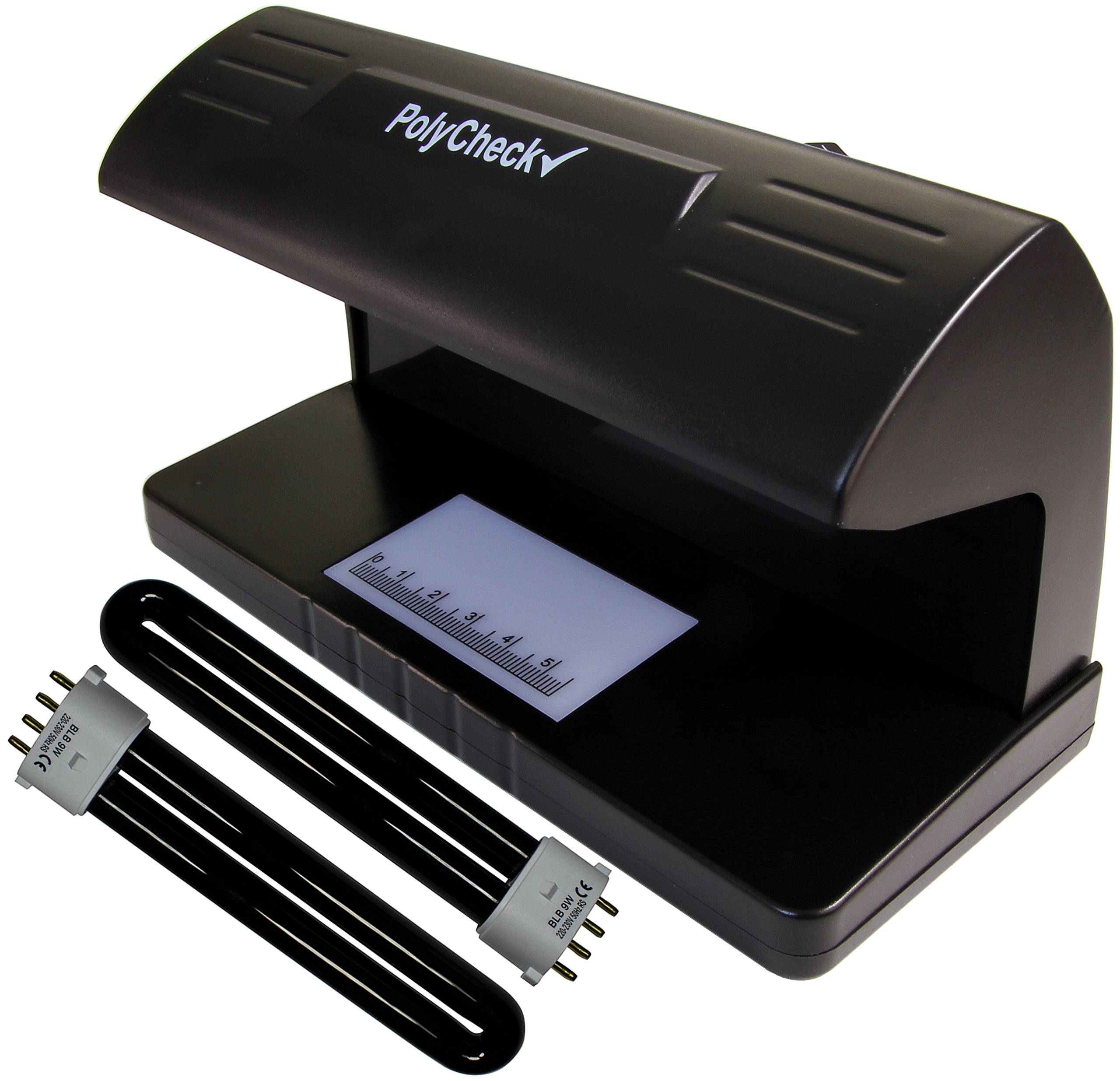 PolyCheck 2-in-1 UV Counterfeit Money Detector with 2 Spare DuraBulb Bulbs