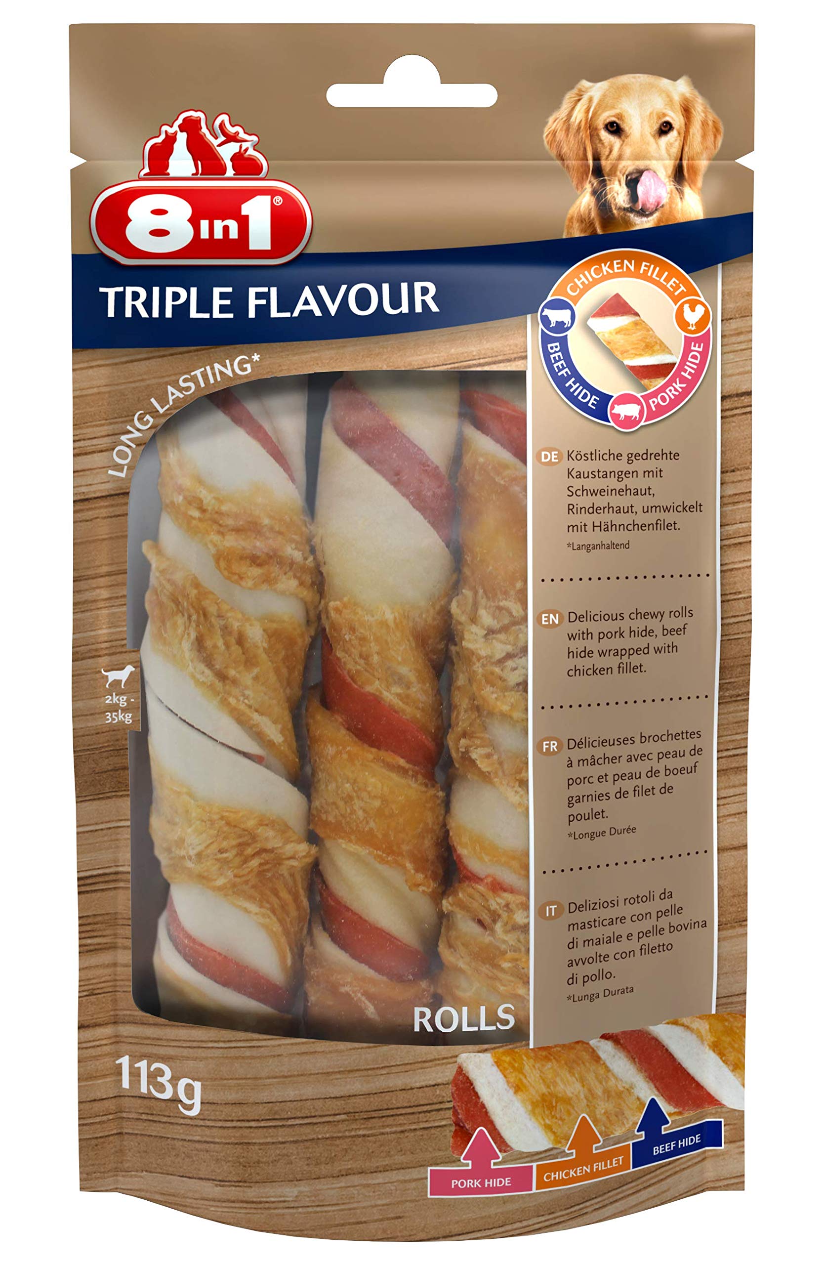 8in1 Flavours Triple Flavour Rolls 113g