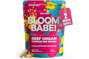 BLOOMEO Beef Organ Supplement for Women – Liver, Uterus, Ovary, Heart, Kidney – 30+ Nutrients to Support Hormone Balance, Cycle Health, Energy, Immunity, Skin & Hair – 100% Grass Fed & 3rd Party Tested, 120ct