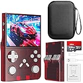 R40 Retro Handheld Game Console with Storage Case - Open Source System,3.5" IPS Screen, 18,000+ Classic Games, 128G TF Card, 3000mAh Battery, Portable Gaming Player for Travel, Red