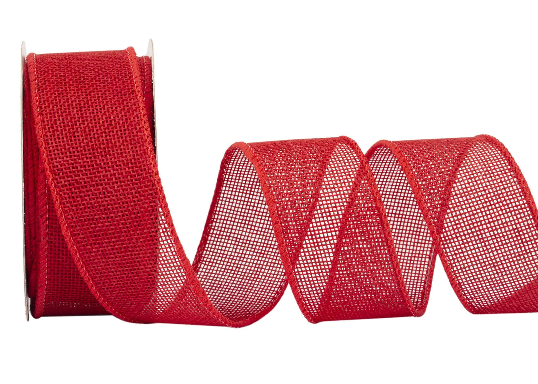 Zofrud Red Burlap Ribbon - 38mm x 9M | Faux Jute Wired Ribbon for Wreaths, Christmas Decorations, Rustic Weddings, and Large Bow