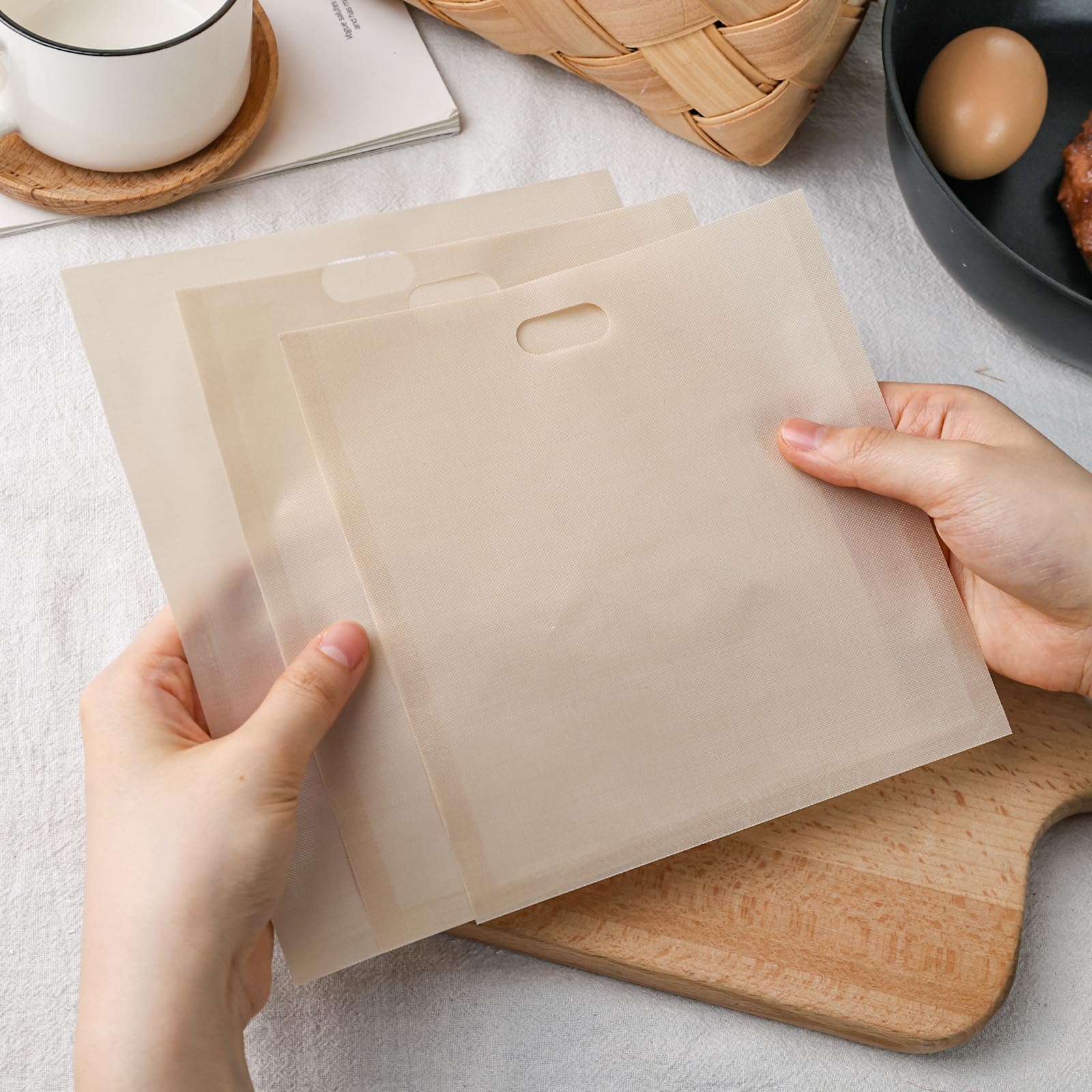 VGOODALL 12PCS Reusable Toaster Bags, Non Stick Heat Resistant Sandwich Bags Oven Bags Easy to Clean for Grilled Cheese