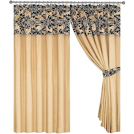 Half Flock Damask Pencil Pleat Curtains 90 X90 228x228cm