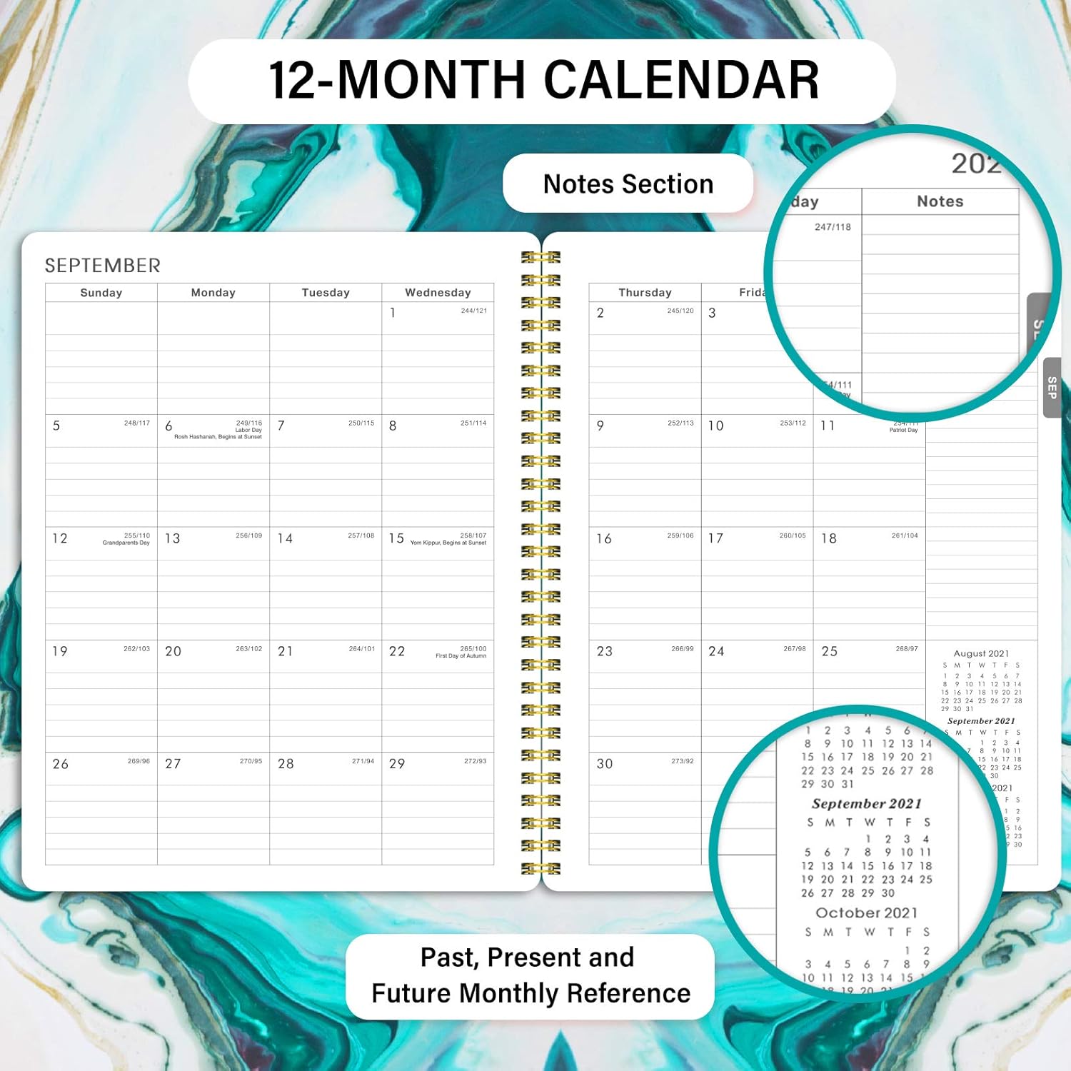Planner 2021-2022 - Academic Planner with Tabs, 8" x 10", Jul. 2021 - Jun. 2022, Weekly & Monthly Planner, Thick Paper, Twin-Wire Binding - Sea Blue : Office Products