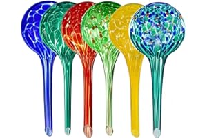 MOONSOUND Large Self Watering Globes for Plants Set of 6 - Automatic Glass Plant Watering Bulbs for Indoor & Outdoor Use - Multicolored Watering Devices for Daily Plant Care