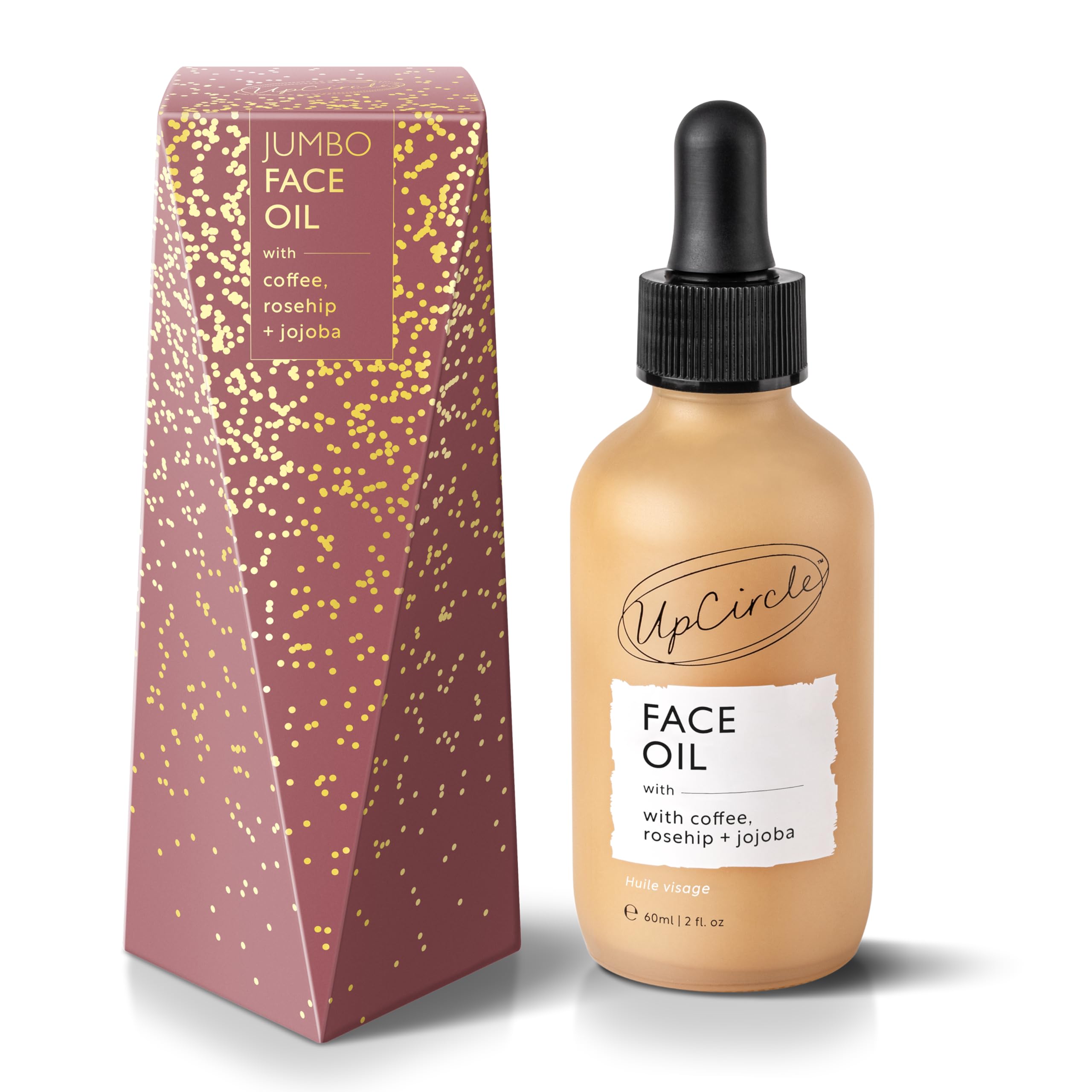 UpCircle Jumbo Face Oil With Coffee Oil 60ml - Natural Hydrating Facial Oil - Vitamin C, Rosehip Oil Fades Dark Spots + Sea Buckthorn Keeps Skin Supple - Vegan + Cruelty-Free