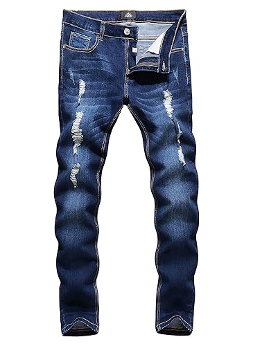 ZLZ Men's Ripped Skinny Distressed Destroyed Slim Fit Stretch