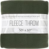 50x60 Throw Blankets, Ultra Soft Hypoallergenic Fleece Fall Throw Blanket for Livingroom, Couch, Chair, Bed, Olive Green