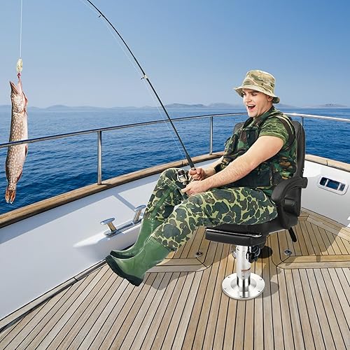 TeBaisea Boat Seat Pedestal with Slide, Aluminum Adjustable Height