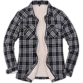 ThCreasa Womens Sherpa Lined Flannel Jacket with Hand Pockets, Plaid Button Down Fuzzy Shirt Jackets