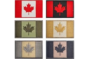 Canada Flag Patch, 6 PCS Canadian Flag Patches Hook Loop Embroidered Sew on Hats Clothes Jeans, Tactical Military Morale Patc