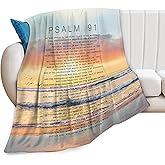 Psalm 91 Blanket Christian Gifts Religious Bible Verse Scripture Throw Blanket Comfy Plush Flannel Fleece Warm Soft Fluffy Fuzzy Blanket for Prayer Women Teens for Bed Sofa Couch 40"X50"
