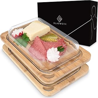 GLASWERK Aufschnittbox (2er Set) - stapelbare Aufschnittbox für die Aufbewahrung und das Servieren von Wurst- und Käseaufschnitt
