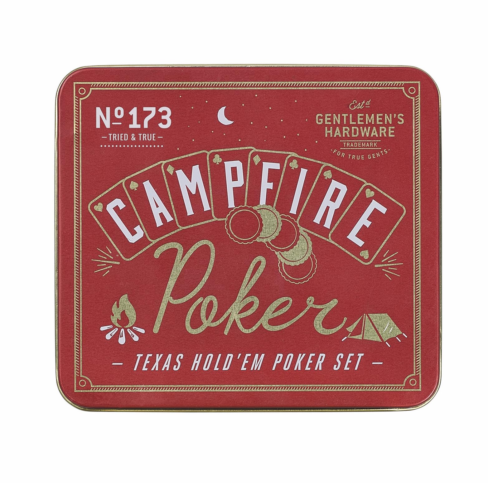 Gentlemen's Hardware Campfire Texas Hold'em Poker Set, Waterproof, Great for Camping or Fishing, Convenient