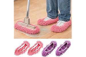 2 Pairs Floor Cleaning Mop Slippers Set, Slip On Mopping Accessories for Indoor Household Floor Care and Daily Cleaning Tasks