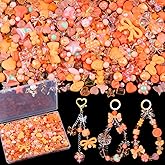 200-260PCS TINKRSTUFF Assorted Acrylic Beads Orange Cute Beads for Bracelet Making,Bow Aesthetic Star Flower Butterfly GummyBear Kawaii Charms for Jewelry Necklace Making DIY Keychain Phone Charm