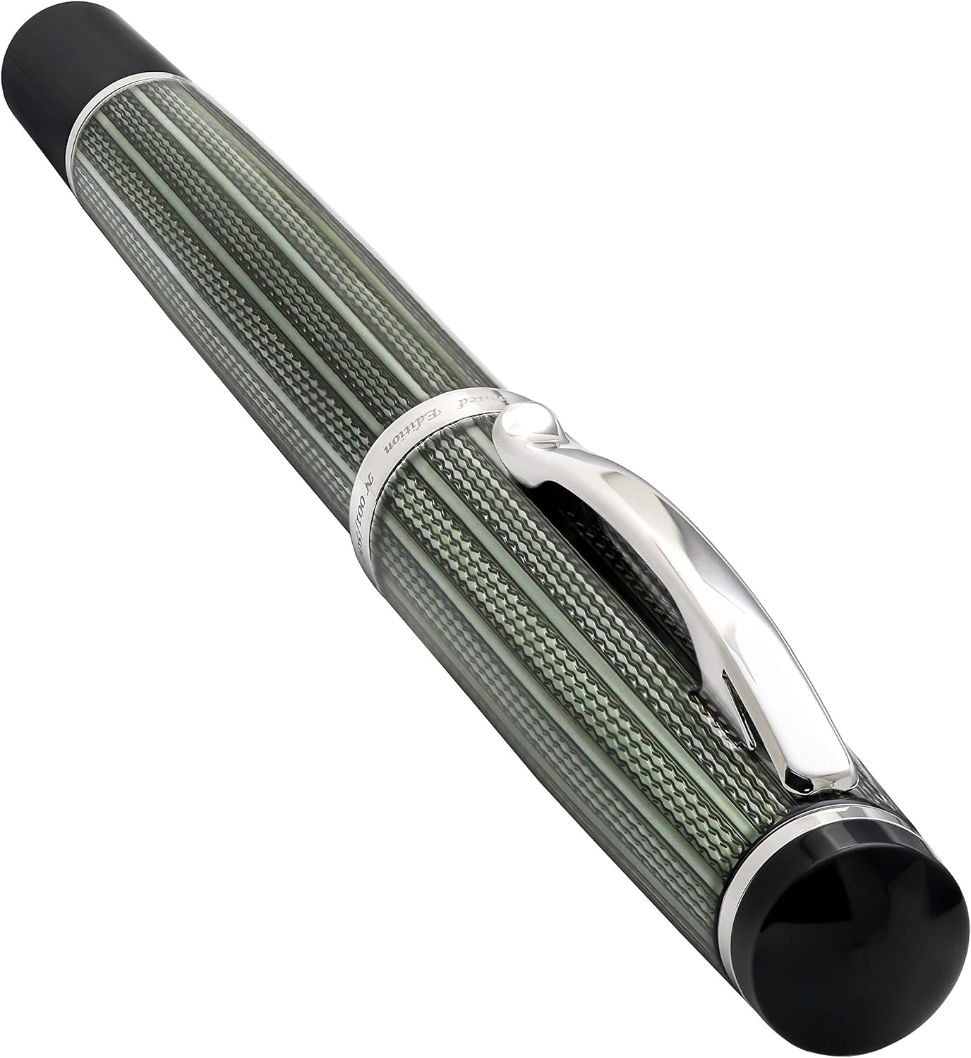 Xezo Incognito Fountain Pen, Medium Nib. Zinc Slate Green Metallic Color Lacquer, Pure Platinum Plated. Limited Edition of 500, Serialized, Handcrafted - Image 5